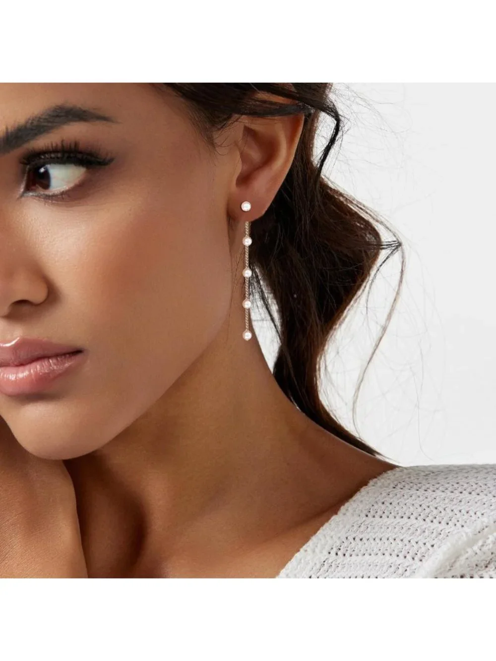 Dainty Layered Gold Pearl Necklace Set, Choker & Earrings, Trendy Wedding